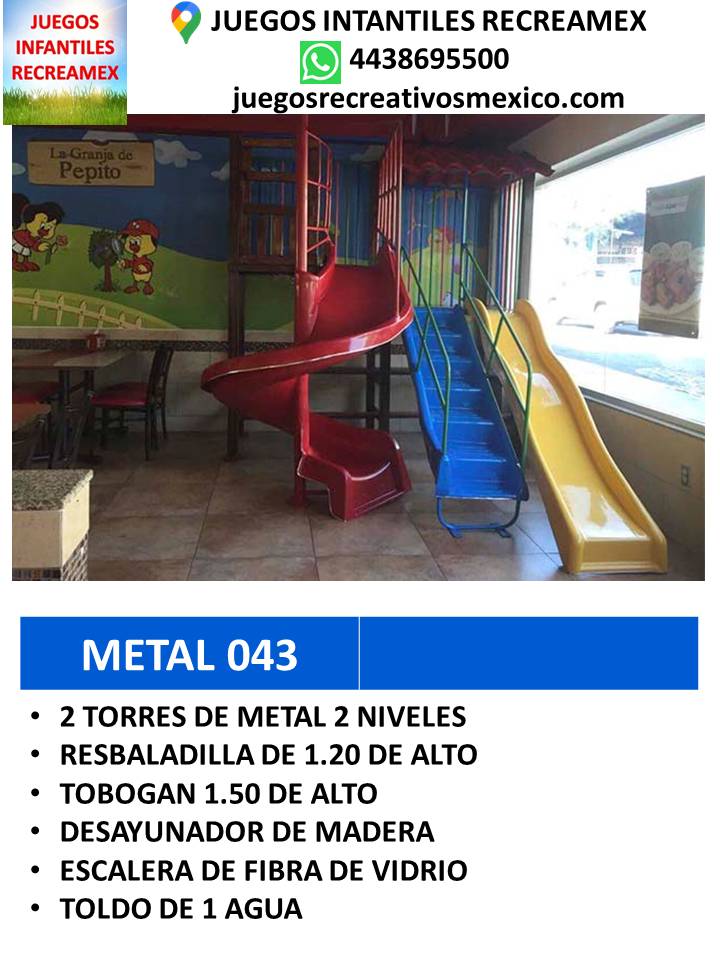 modulo de metal para uso rudo con resbaladilla y columpios